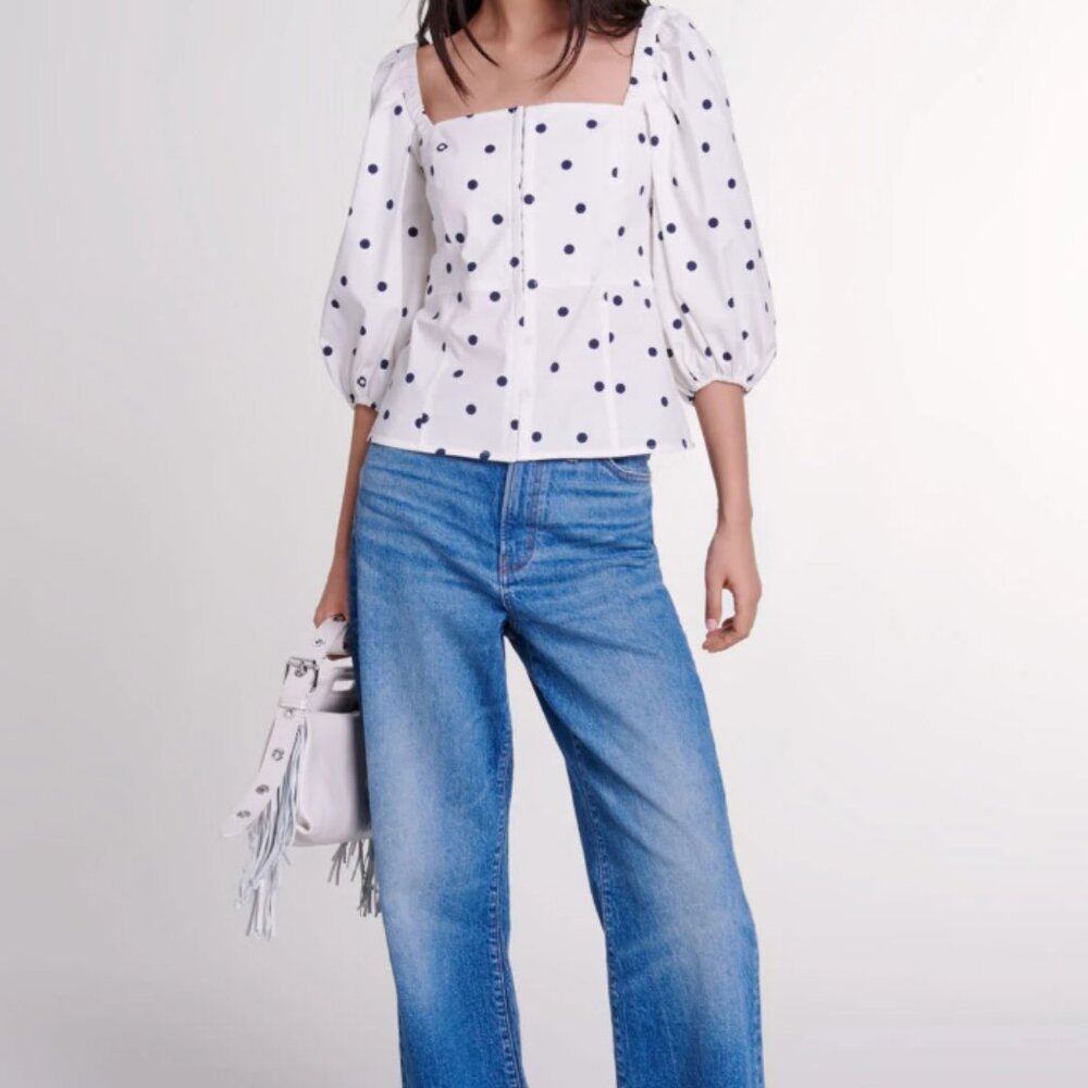 Maje Lanina Women's Dot Print Top - Size 0